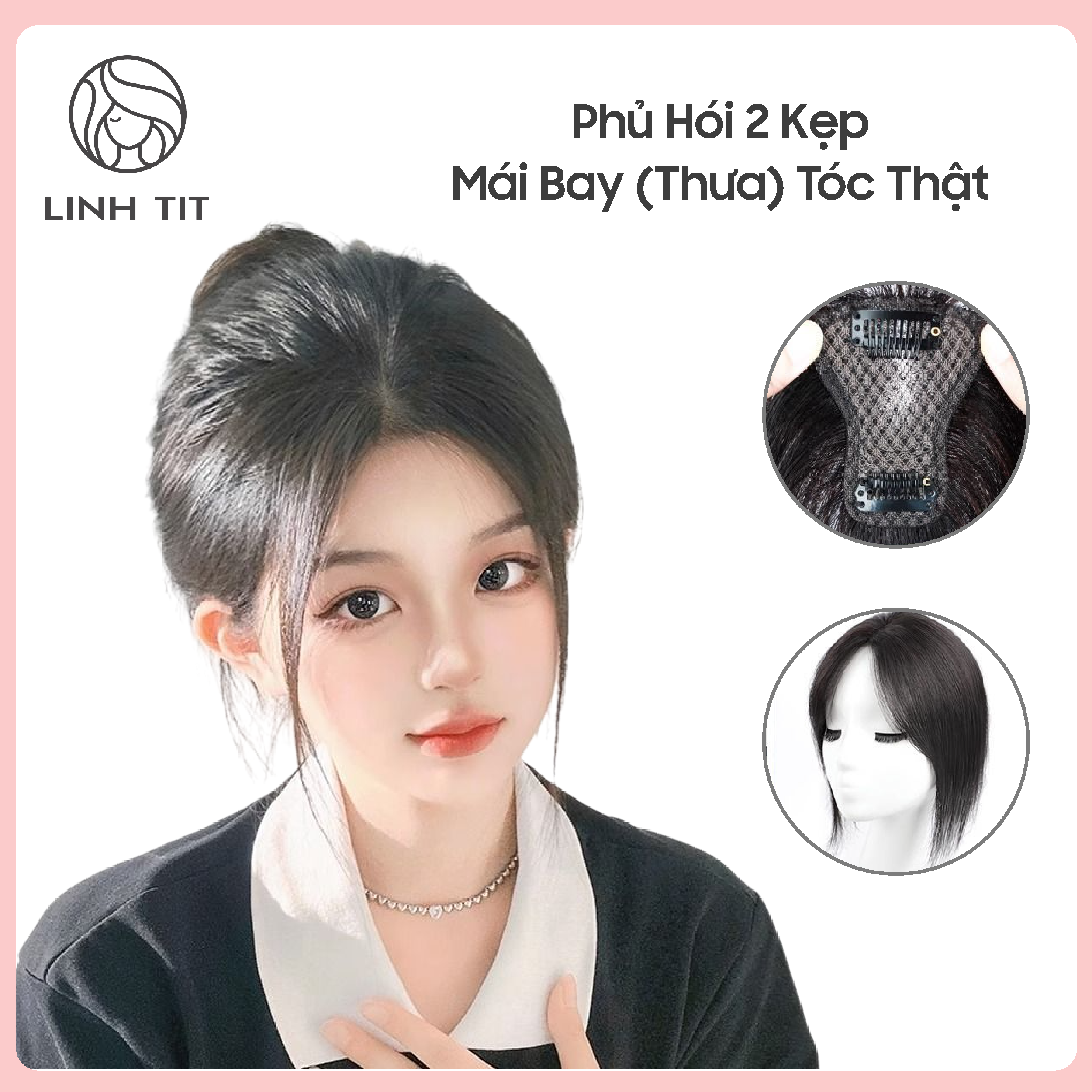 Phủ hói DS 2 kẹp I Tóc giả Linh Tít